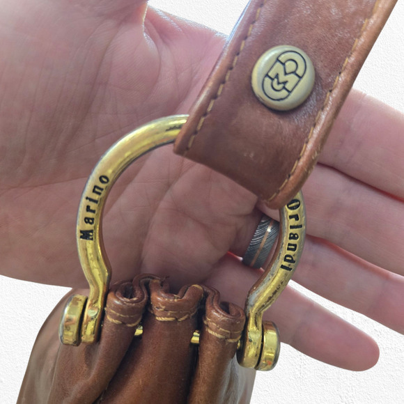 Vintage Marino Orlandi Italian Leather Hobo Bag – Cognac Brown, Gold Hardware - Picture 5 of 13